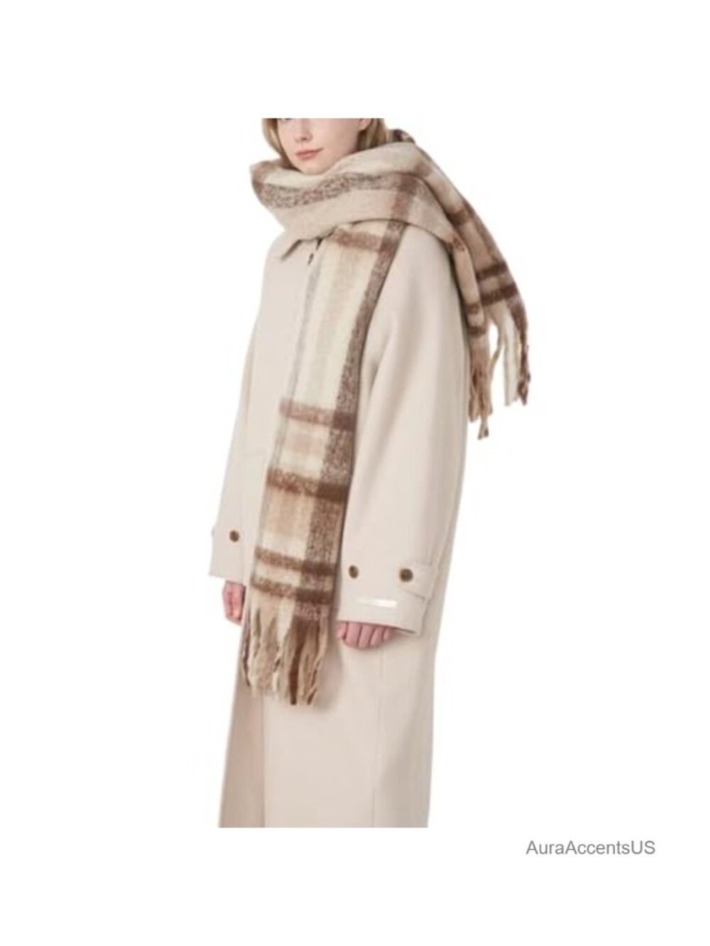 Oversized Thick Chunky Color Block Tassel Scarf Long Shawl Wrap Winter Warm